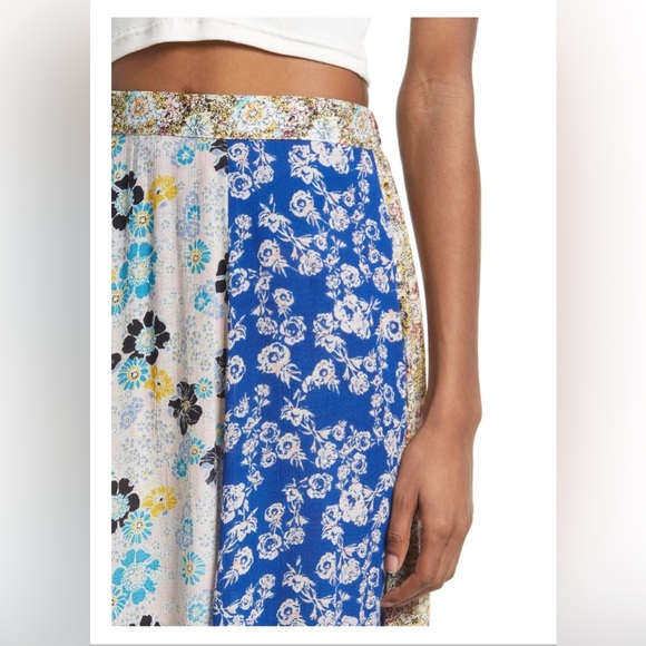 Free People Cherish boho floral patchwork viscose Maxi Skirt large - Picture 12 of 12